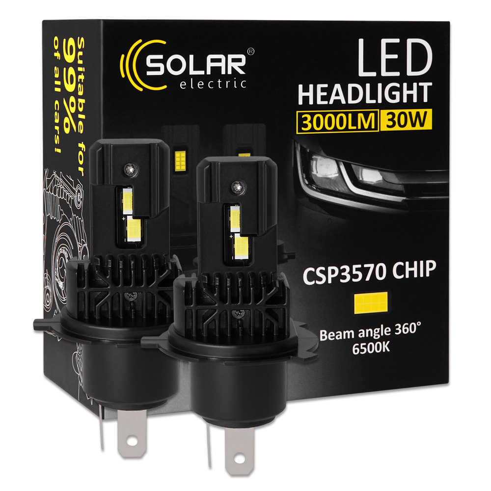 Автолампа Solar LED H4 12/24V 30W 3000Lm 6500K CSP3570 2шт 8404S2 image