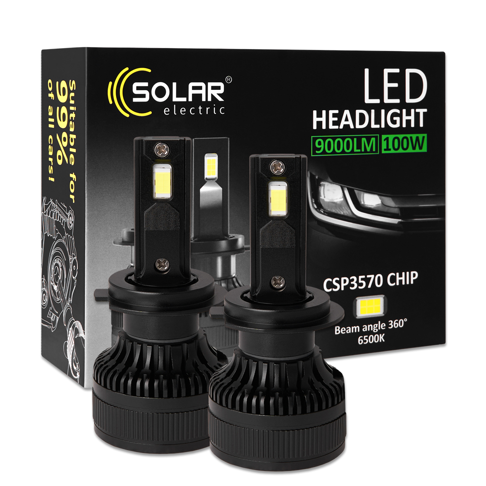 Автолампа Solar LED H7 12/24V 100W 9000Lm 6500K CSP3570 2шт 8607S2 image
