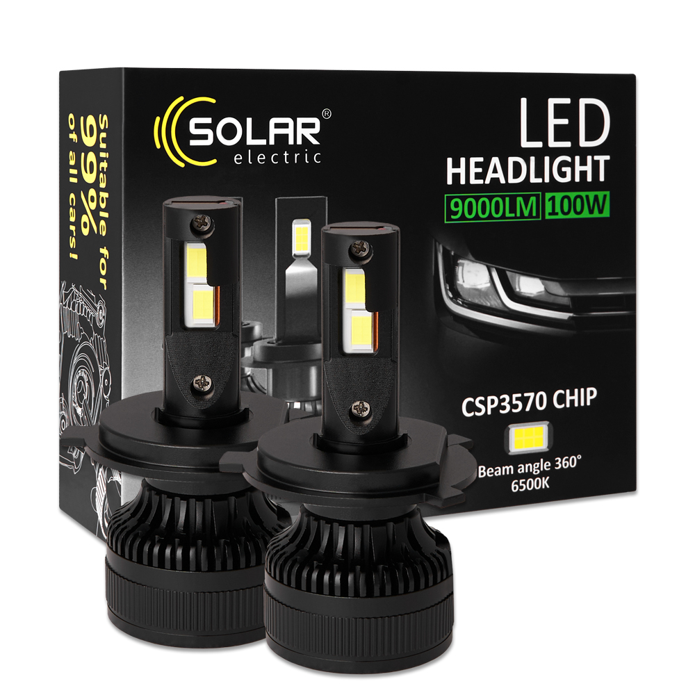 Автолампа Solar LED H4 12/24V 100W 9000Lm 6500K CSP3570 2шт 8604S2 image