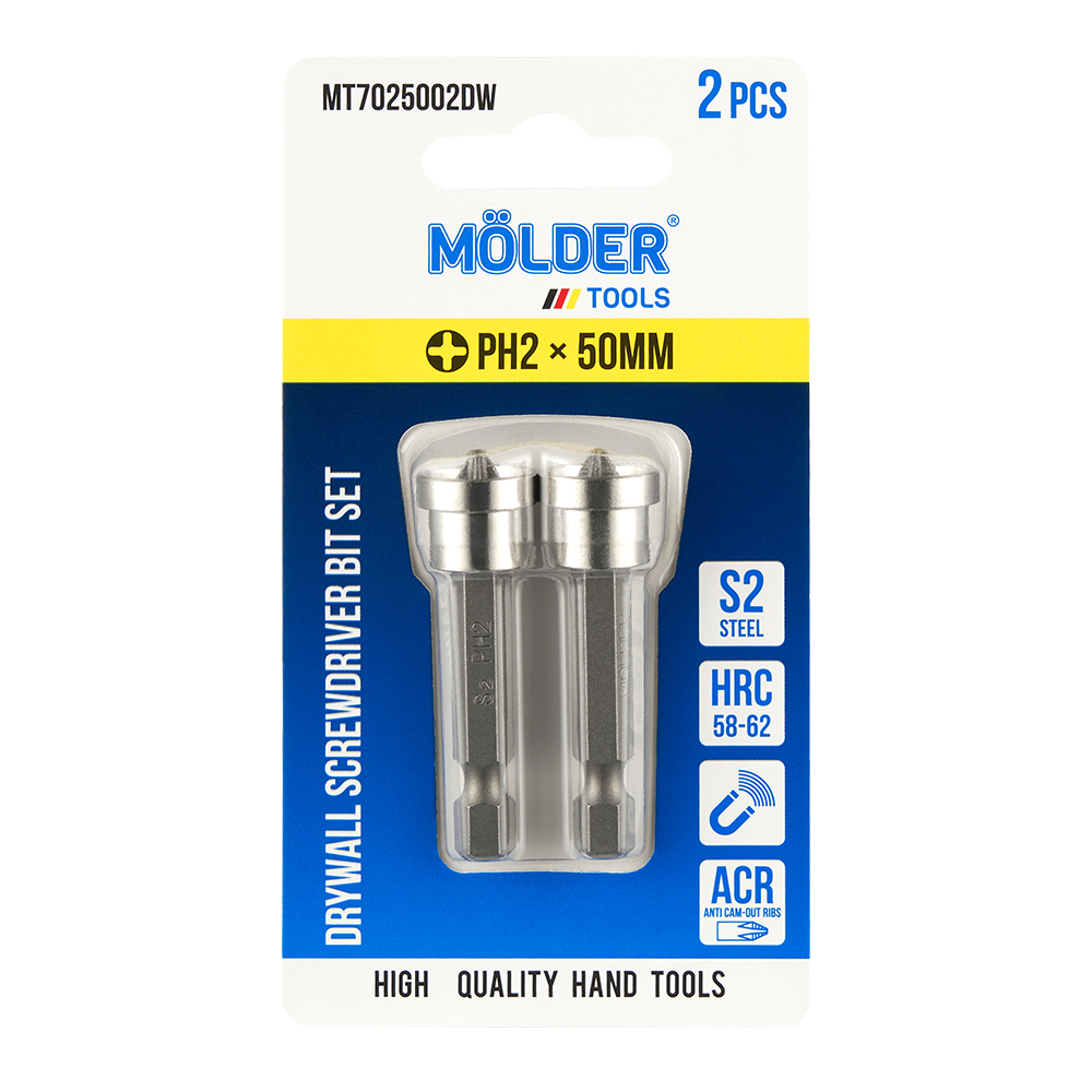 Набір біт Molder з обмежувачем для гіпсокартону PH2x50мм 2шт MT7025002DW image