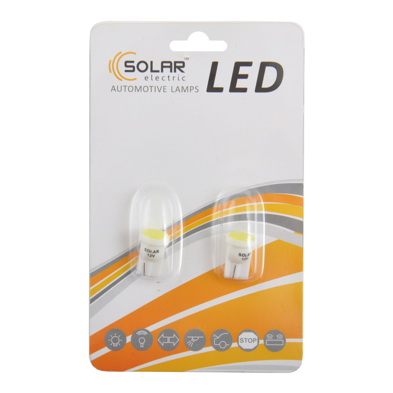 LED автолампа SOLAR 12V T10 W2.1x9.5d 1COB 48LM white, 2шт image