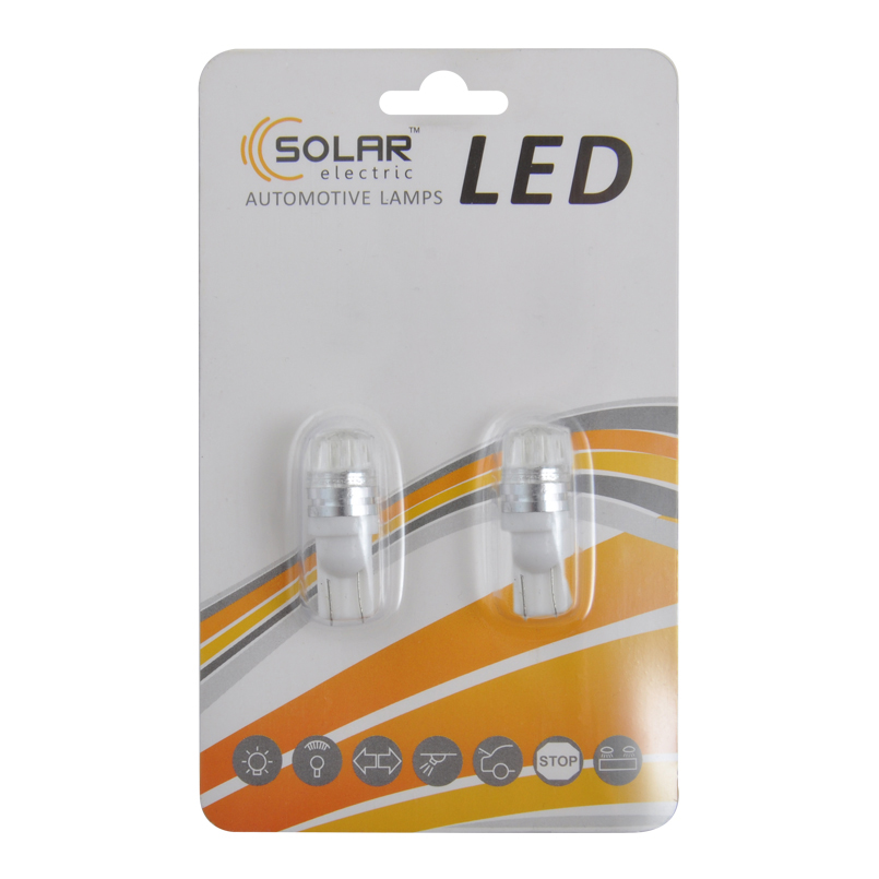 LED автолампа SOLAR 12V T10 W2.1x9.5d 2SMD white, 2шт image