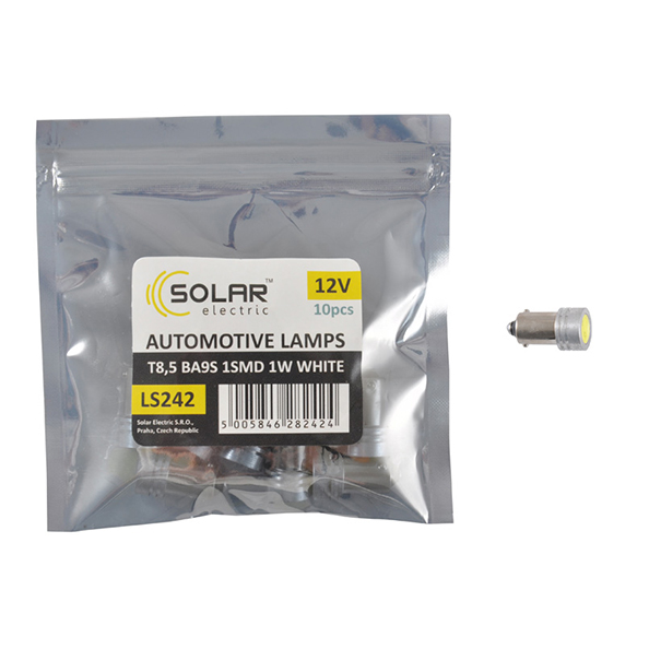 LED автолампа SOLAR 12V T8.5 BA9s 1SMD 1W white 10шт image
