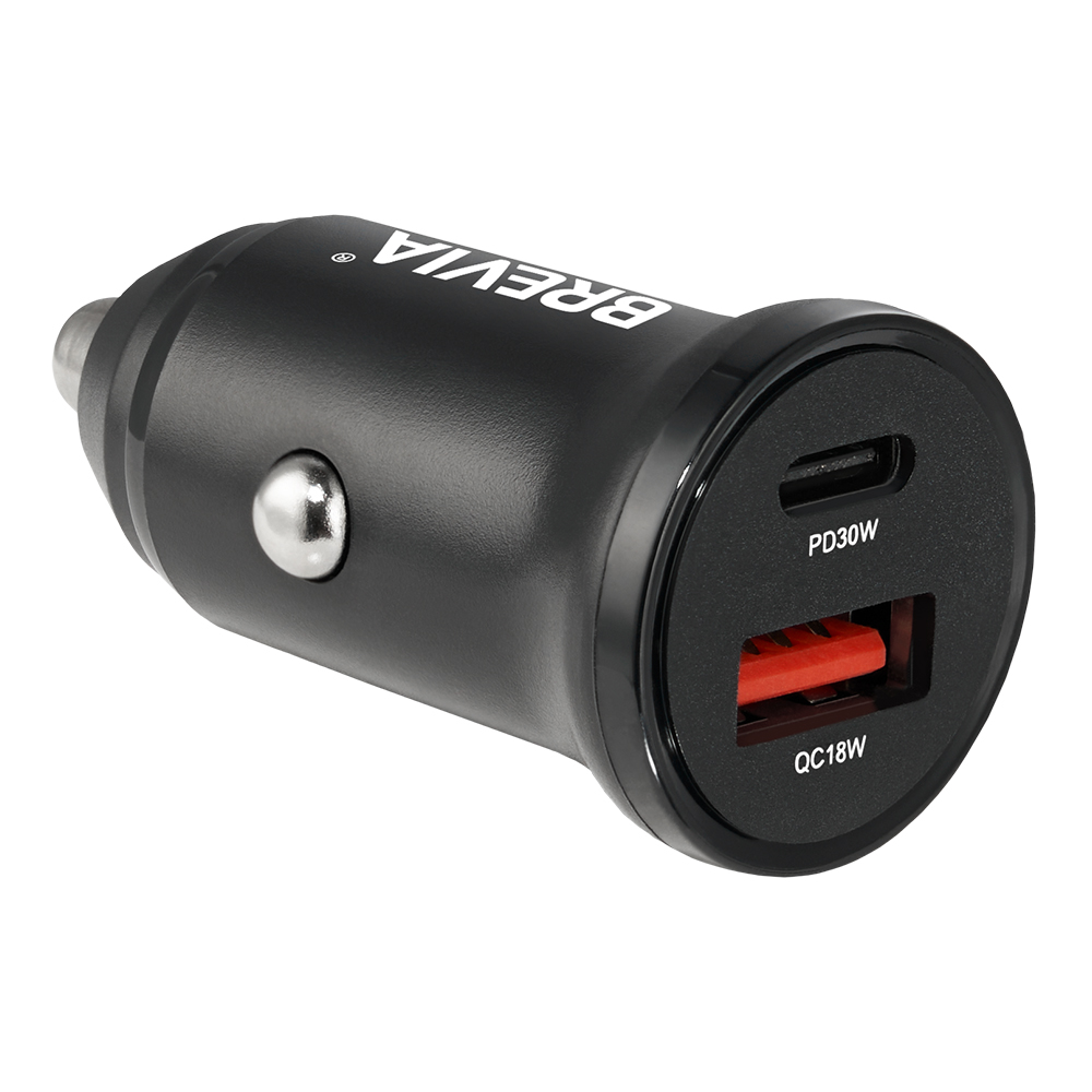Car charger Brevia ePower DualCharge 30W 1xUSB-C+1xUSB-A, black 46430CAB image