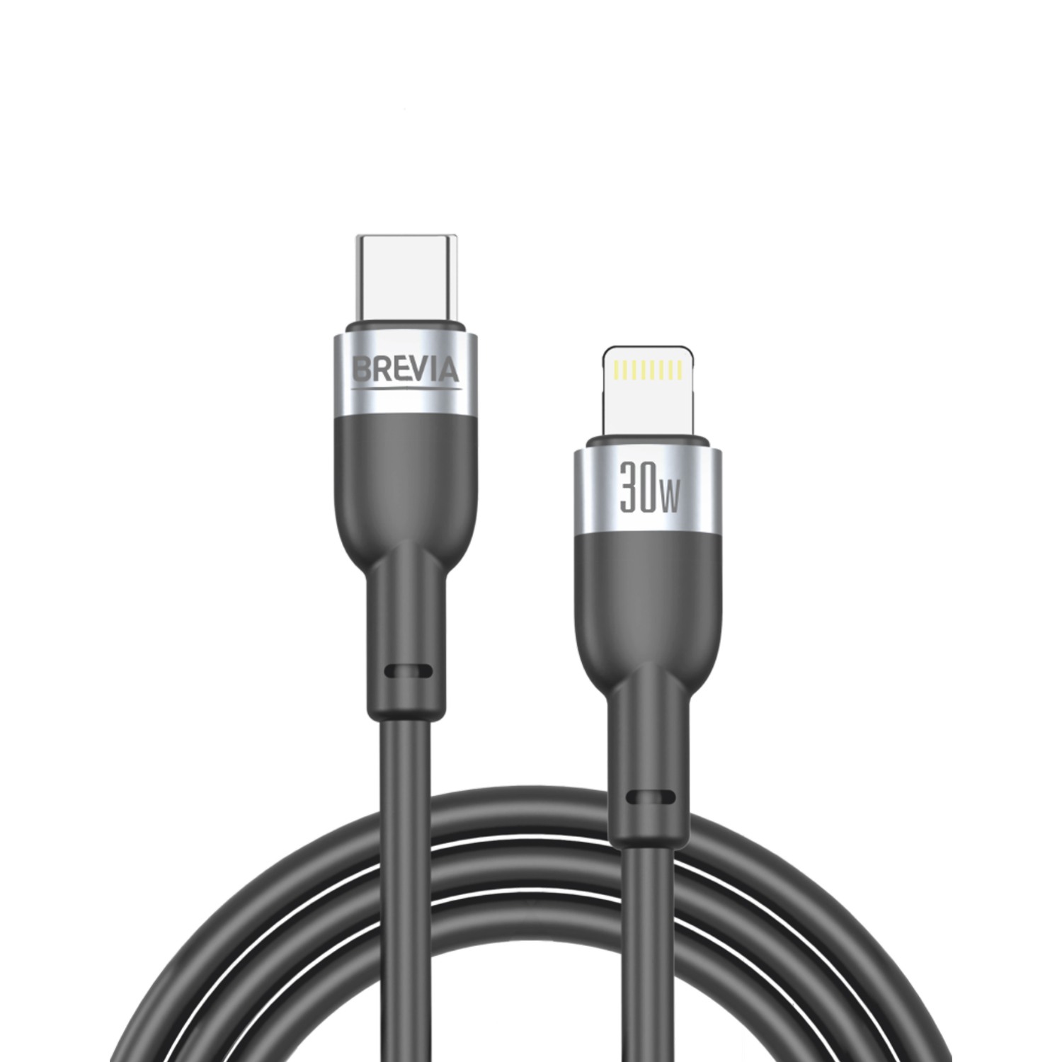 Brevia Type-C to Lightning Cable, 30W, 1.2 m, Black ZIP, 52120BCLZ1 image