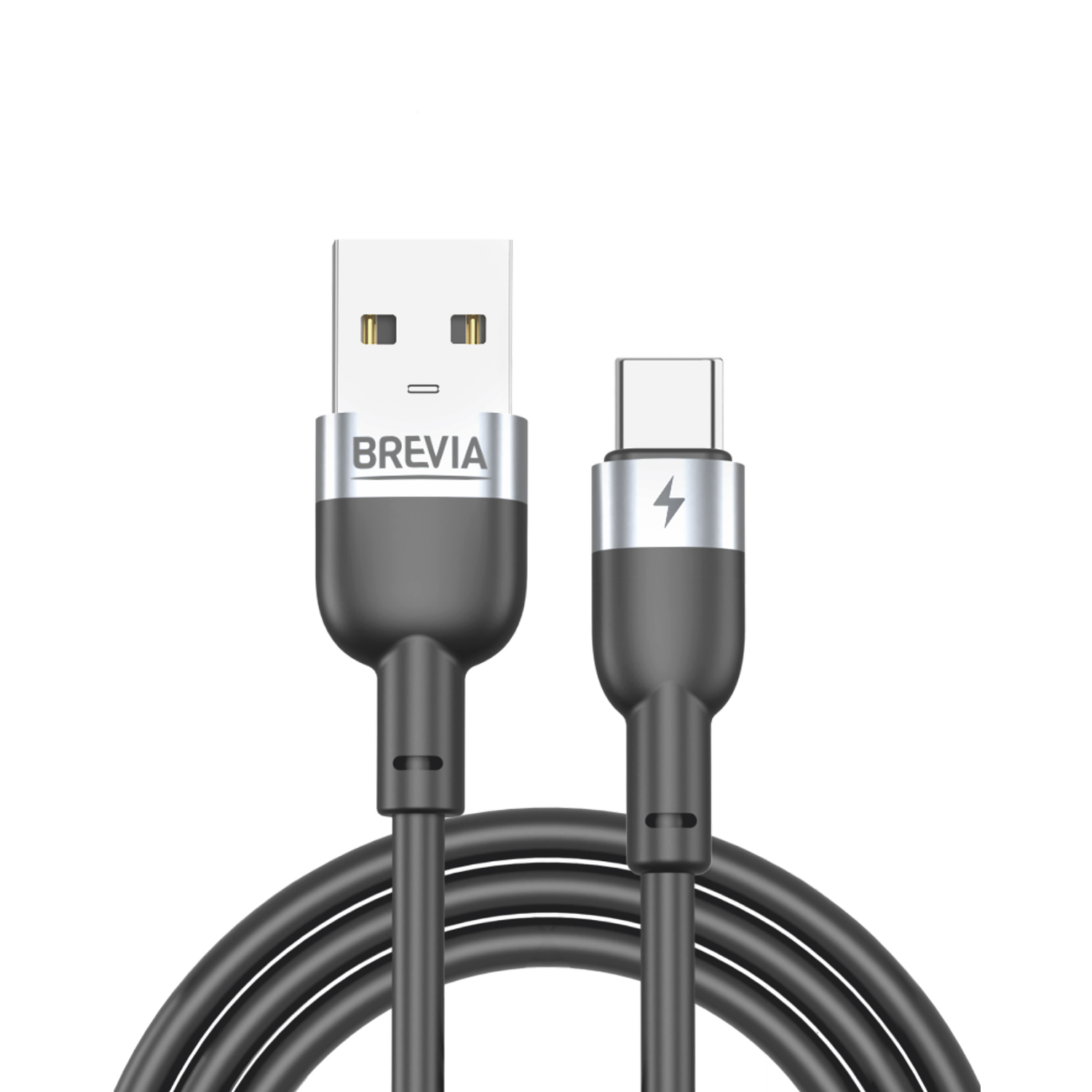 Brevia USB to Type-C Cable, 2.4A, 1.2 m, Black ZIP, 52120BUCZ1 image